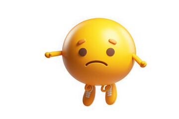 Obraz premium 3d render of sad yellow emoji character