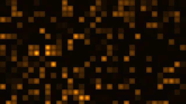 animated digital grid: glowing orange pixels on dark background - motion graphics element