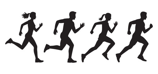 Sports Activity Silhouettes – Set of Running Icons for Athletics, Health, and Fitness Projects
