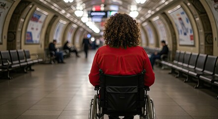 Obraz premium In a wheelchair on the subway, Wheelchair Sign - Disabled Icons.