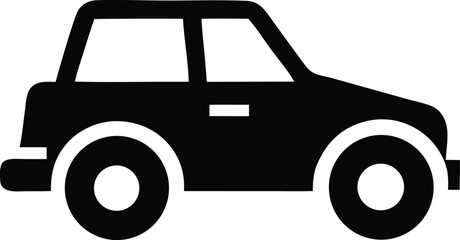 Simple black silhouette of a small four wheeled vehicle