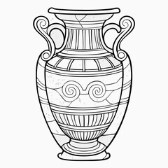 Ancient Greek Amphoras Line Art,  Decorative Vase Illustration
