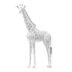 Giraffe – Dotwork Style Vector Illustration of a Standing Giraffe