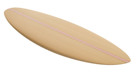 Isolated Wooden Surfboard