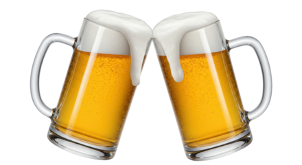 Isolated Two Beer Mugs Clinking