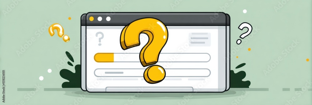 Fototapete Illustration of a Question Mark Bouncing Around a Clean Interface Highlighting User Confusion and Interaction