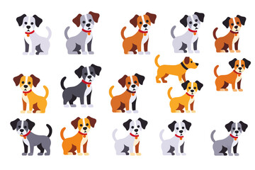 Obraz premium Cute Cartoon Dog Breed Illustrations - Colorful Puppy Vector Graphics - Adorable Dog Clip Art for Kids and Pet Lovers