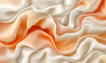 Obraz premium Abstract orange and white fabric waves, flowing texture background, design element