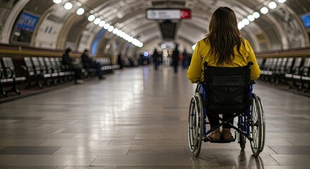 In a wheelchair on the subway, Wheelchair Sign - Disabled Icons.