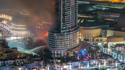 Huge Fire accident occured from the The Address Hotel before New Year 2016 celebration timelapse