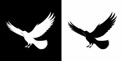 Obraz premium Bird Silhouette Vector Illustration in Black and White