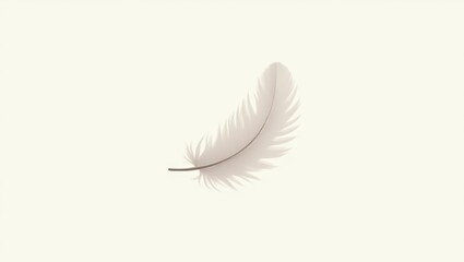 Obraz premium Single Delicate White Feather on a Soft White Background Minimalist Nature Image