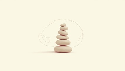 Serene Stacked Stones Zen Balance Spa Wellness Minimalist Concept Image