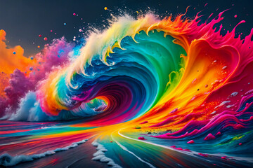 abstract colorful background Vibrant rainbow color explosion wave