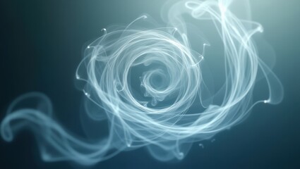 Naklejka premium Abstract Swirling Smoke Design Teal Background Whitish Haze Energy Vortex Flowing Lines