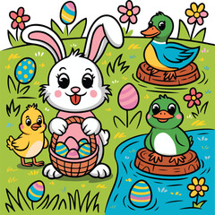 Happy Easter, vector symbols, logo, badges and lettering design. Easter. Set of Label badge emblems for Easter. Easter lettering and linear graphics