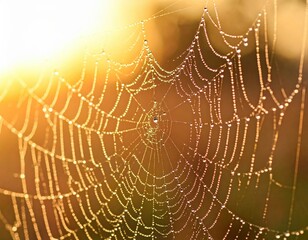 Web of dewdrops captured at sunrise nature photography tranquil environment close-up view
