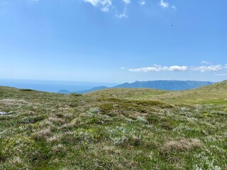 beautiful spring mountain landscape with blue sky
