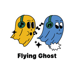 Obraz premium ghost retro cartoon character illustration