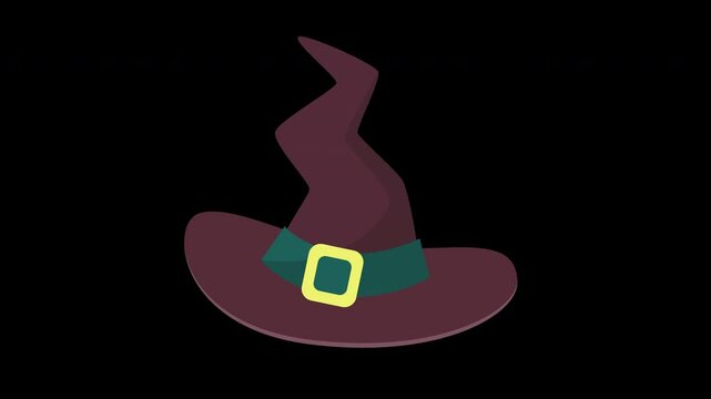 Enchanting Cartoon Witch Hat Icon with a Stylish Buckle on a Transparent Background