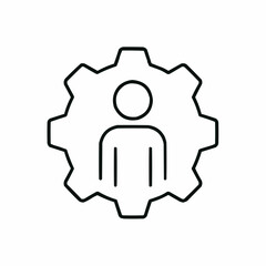 Outlined person inside a cog — functional role in a system.