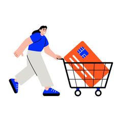 A flat style illustration showing card purchase