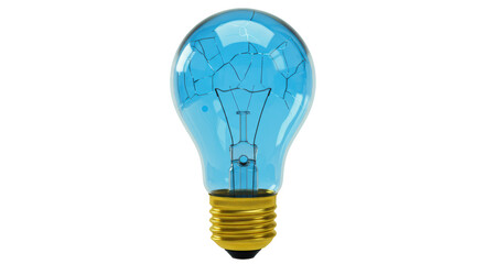 Isolated Blue Light Bulb with Crack