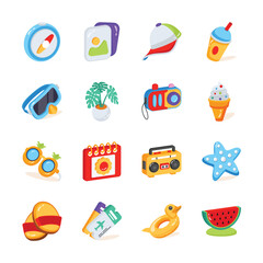 Check out latest pack of summer and vacation 2d style icons