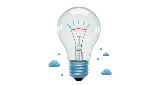 Isolated Light Bulb with Clouds