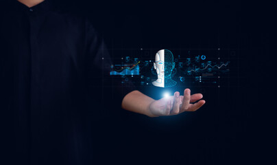 Matching facial movements for face swapping or impersonation,  Face swapping or impersonation.Deepfake concept matching facial movements.