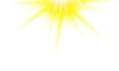 Bright sunlight rays on Transparent background. Glowing sunbeam. Vibrant sunshine glow. Summer sky light effect. Shining lens flare. PNG