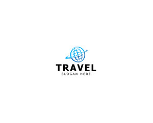 Airplane world travel logo design. Travel around the world logo for your brand or business