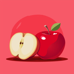 juicy red apples. Vector fruit illustration in flat style. Summer clipart for diet design