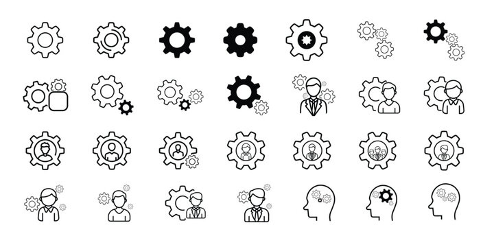 professional gear icon set 