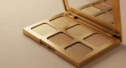 Metallic Gold Eyeshadow Palette - Glamour Makeup  and Mirror