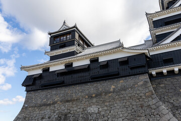 The Famous Landscape vintage building of Kumamoto Castle in Northern Kyushu, Japan.