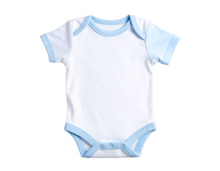 Blank Baby Bodysuit with Blue Trim  isolated on transparent or white background	
 