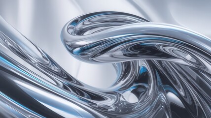 Captivating chrome waves abstract composition, futuristic metal fluidity