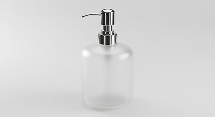 Obraz premium Frosted glass soap dispenser pump mockup, modern 3D render on white background