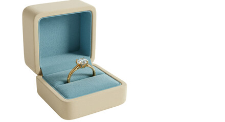 Isolated Diamond Ring in Beige Box
