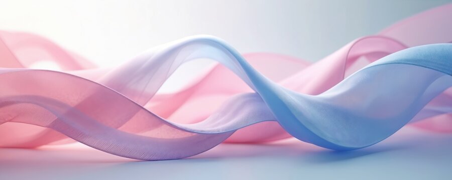 Abstract illustration featuring flowing pink, blue fabric ribbons. Soft, smooth texture with gentle waves, representing loss awareness. Ideal for Pregnancy And Infant Loss Awareness Month campaign, - Powered by Adobe