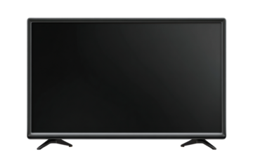 PNG Modern flat-screen television with black frame and dual stands