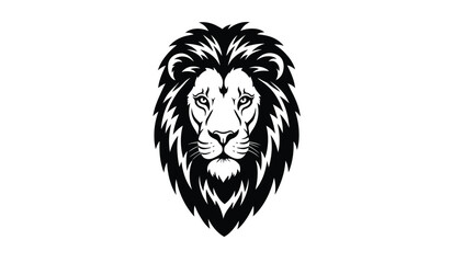 Lion head logo silhouette. Hipster emblem for t shirt design. Black vintage tattoo. Mascot for sport game team. Vector illustration.
