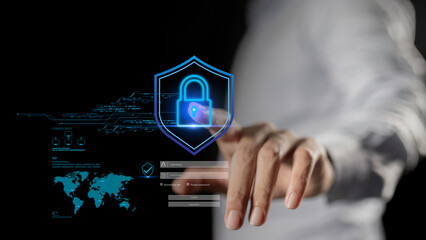 Cybersecurity management ensures data protection, privacy, and network safety through firewall, shield, password, login control, and secure communication for digital security