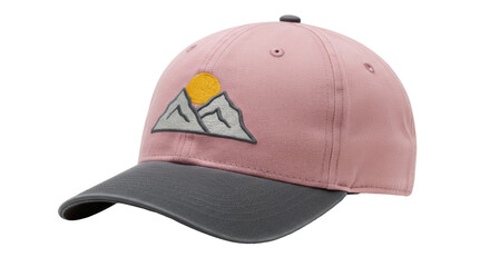 Isolated Baseball Cap with Mountain and Sun Embroidery