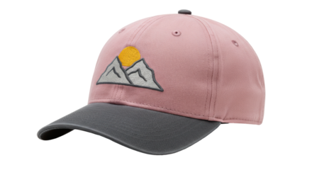 Isolated Baseball Cap with Mountain and Sun Embroidery