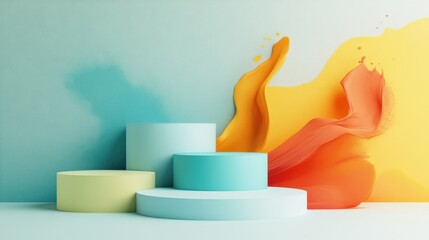 Colorful Geometric Display Podiums