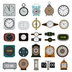 a collection of clock sets in various shapes