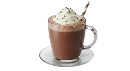 Isolated Hot Chocolate with Whipped Cream
