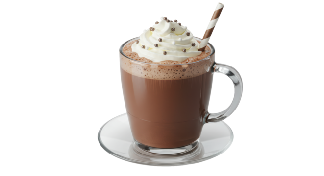 Isolated Hot Chocolate with Whipped Cream